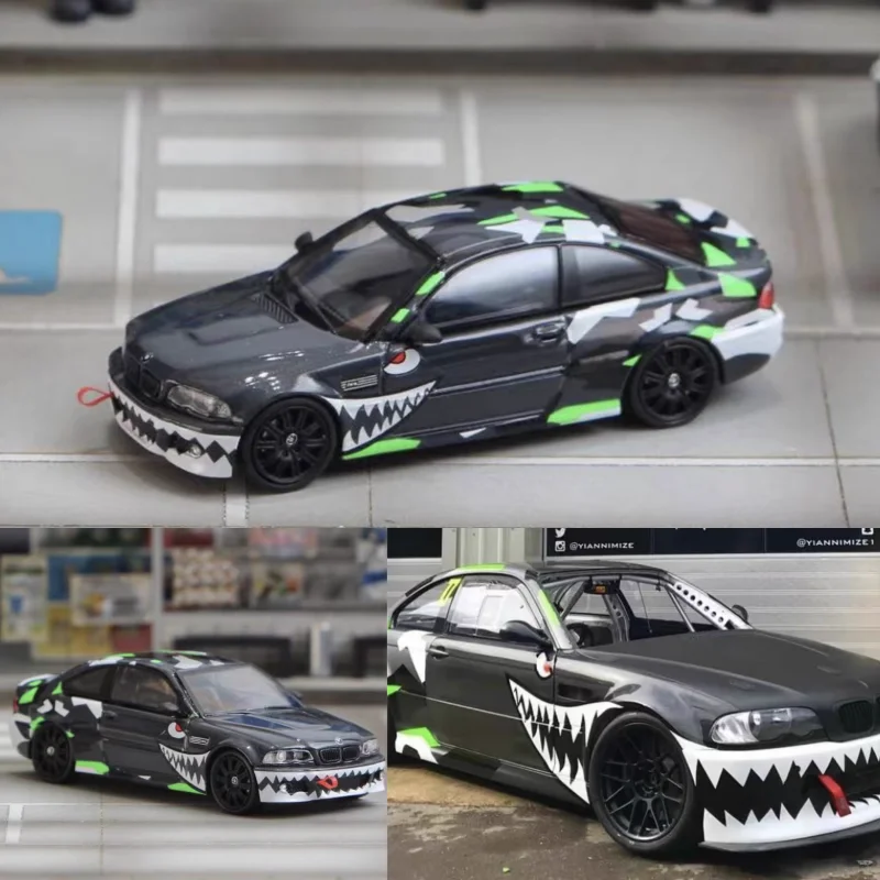 

1:64 BMW M3 E46 Картина «Летающий тигр», имитация литья под давлением сплава, статическая модель автомобиля, коллекция для взрослых, украшение комнаты.