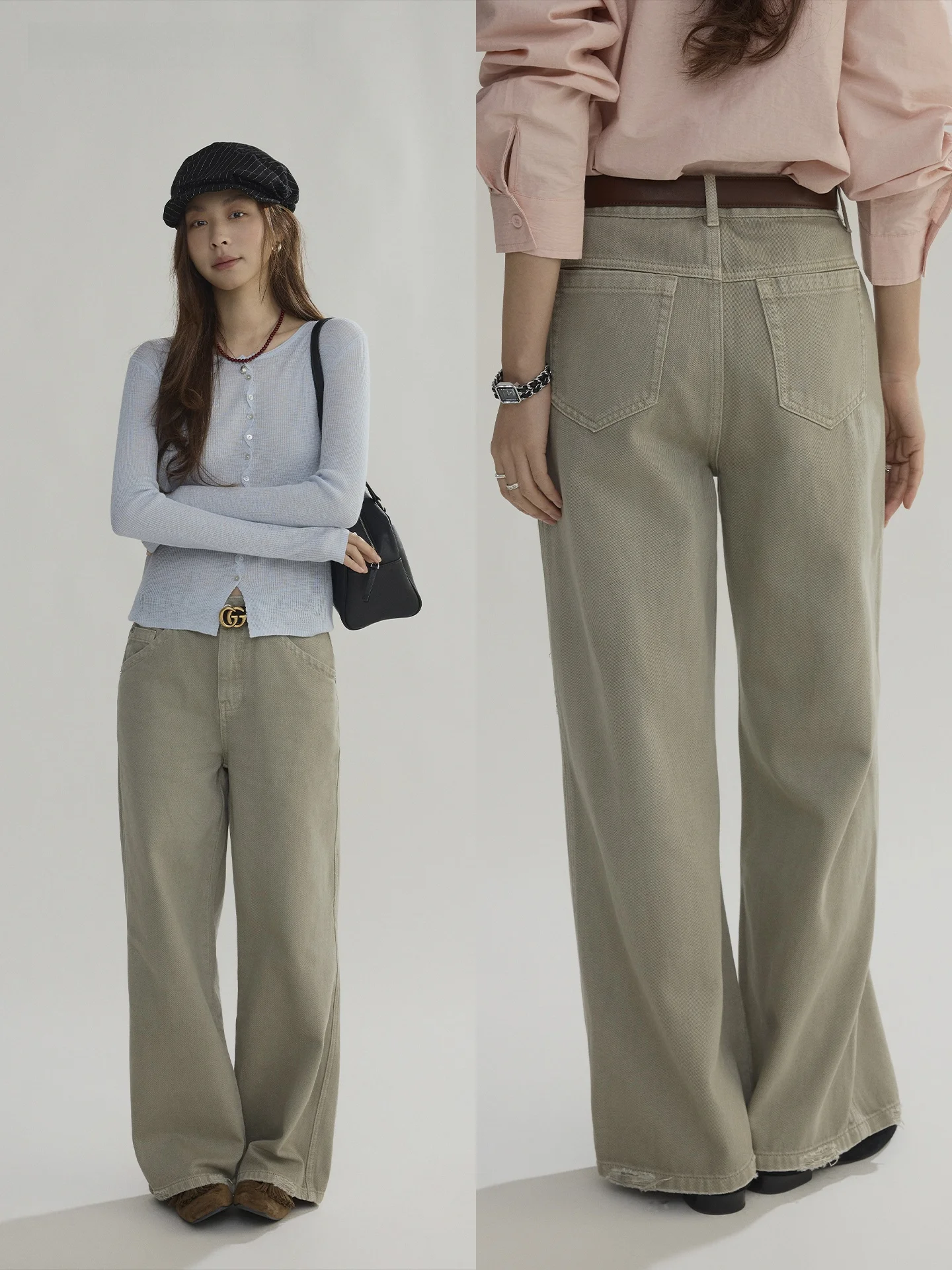 

Джинсы Joli Choose Vintage с высокой талией и широкими штанинами, женские, свободного кроя, визуально стройнящие, удлиненные, из хлопка, на пуговицах