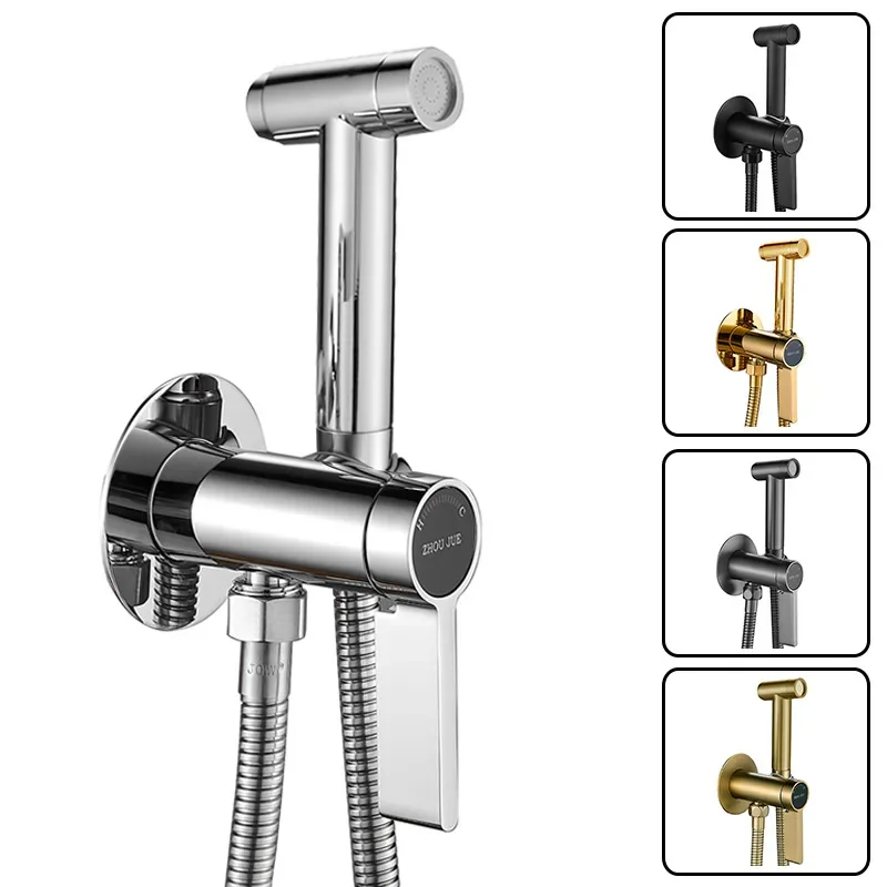 Fliger Bidets Brass Handheld Toilet Bidet Sprayer Hygienic Shower Bidet Faucet Hot Cold Water Toilet Portable