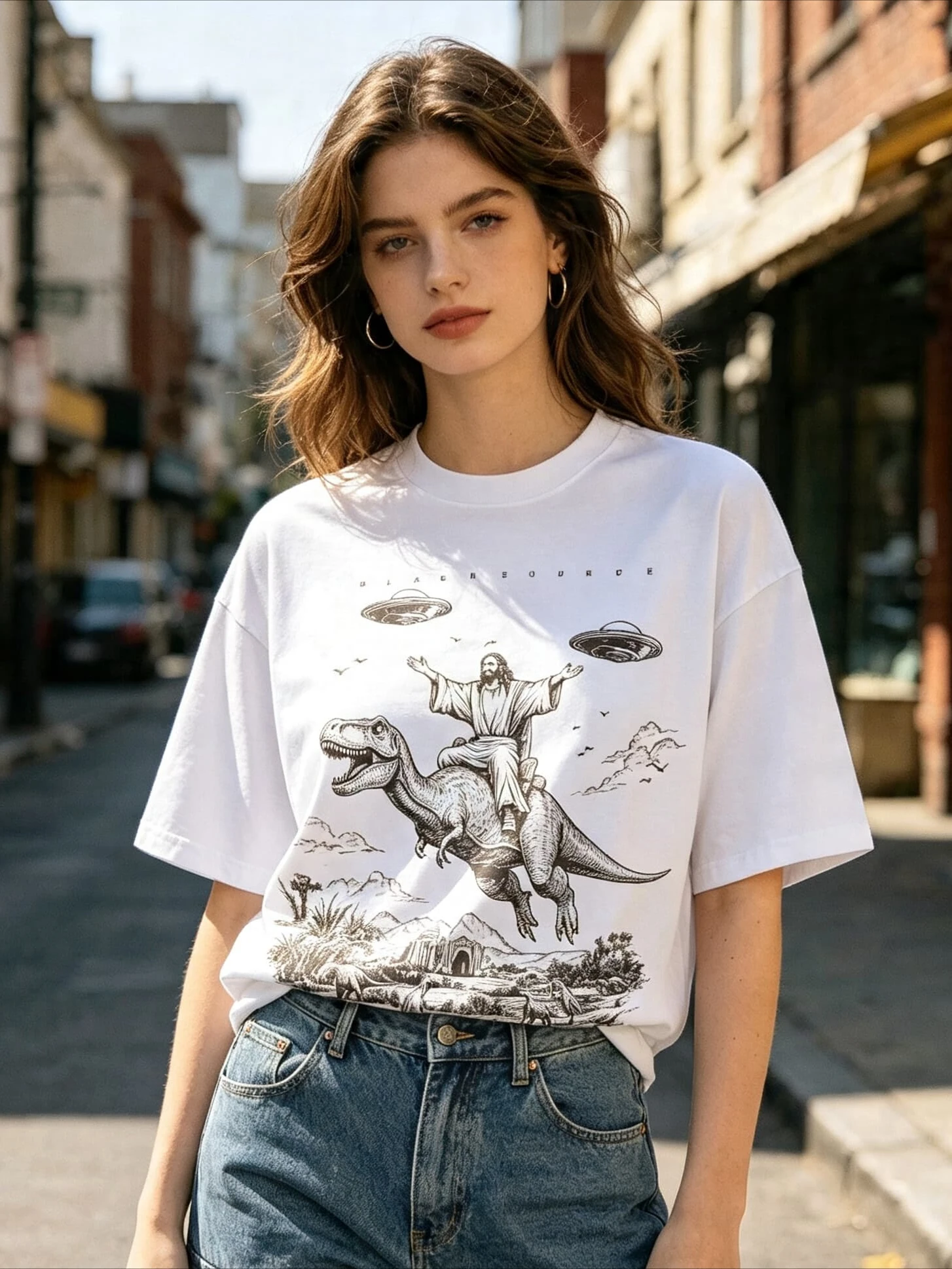 God Dinosaur Pattern Fashion T-shirt - Women's Size / Suitable for Both Men and Women Summer Men's T-shirts Graphic T Shirts