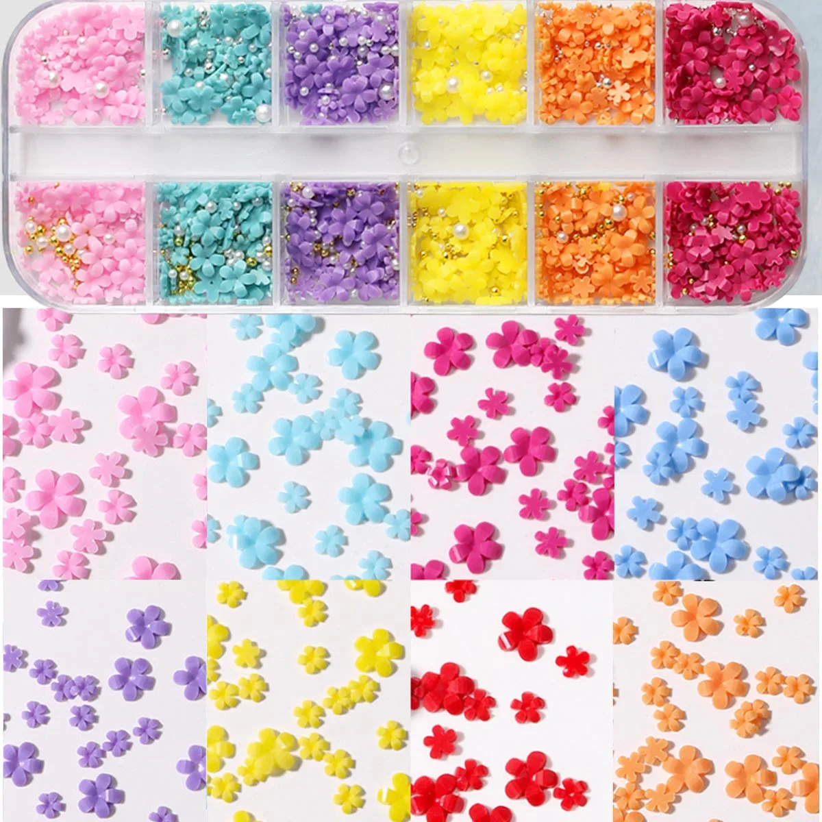 3 صناديق من أحجار الراين للأظافر متعددة الأوجه طقم ألماس AB إكسسوارات أظافر ذهبية وفضية مناسبة لـ DI