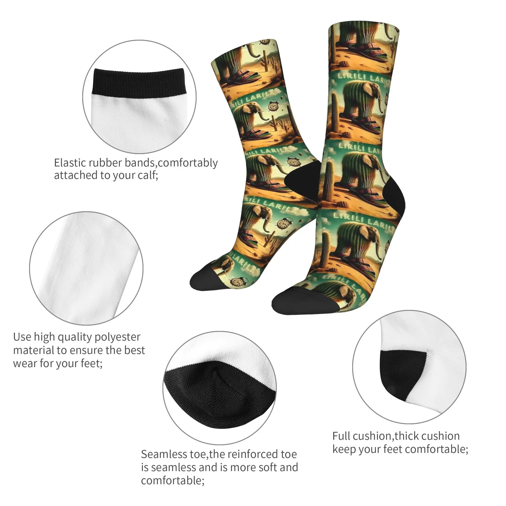 جوارب Lirili Larila الإيطالية Brainrot جوارب شتوية عصرية للرجال جوارب ناعمة جرافيك للرياضات الخارجية جوارب مضادة للانزلاق #6