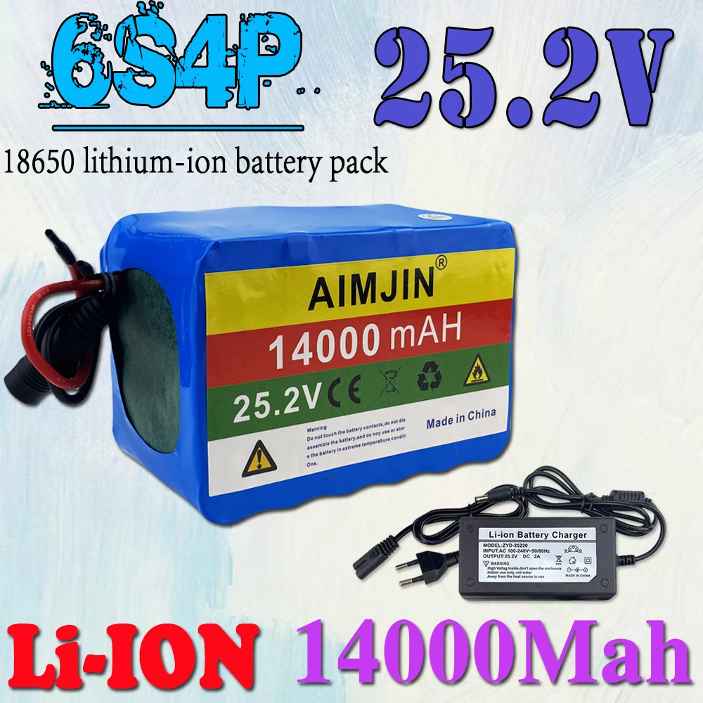

NEW 6s4p Battery Pack 24V 14Ah 18650 Lithium Battery 25.2v 14000mAh 500W, BMS Li Ion
