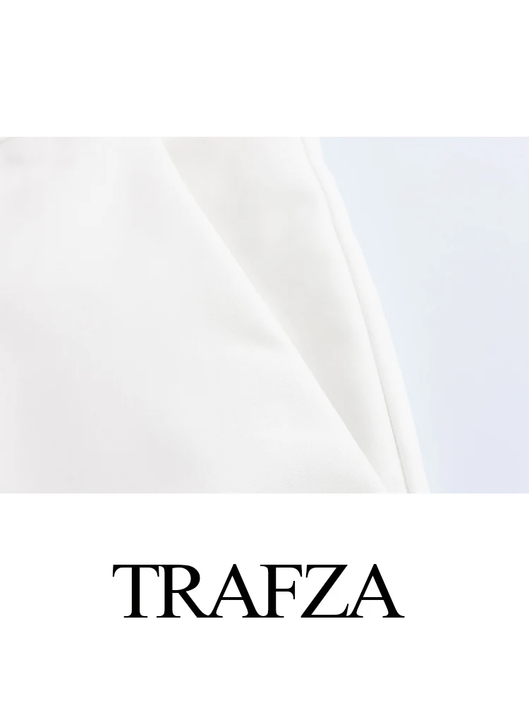 TRAFZA Women New Fashion Versatile Solid High Waist Zipper Bermuda Shorts Female Chic Elegant High Street Casual Shorts Mujer