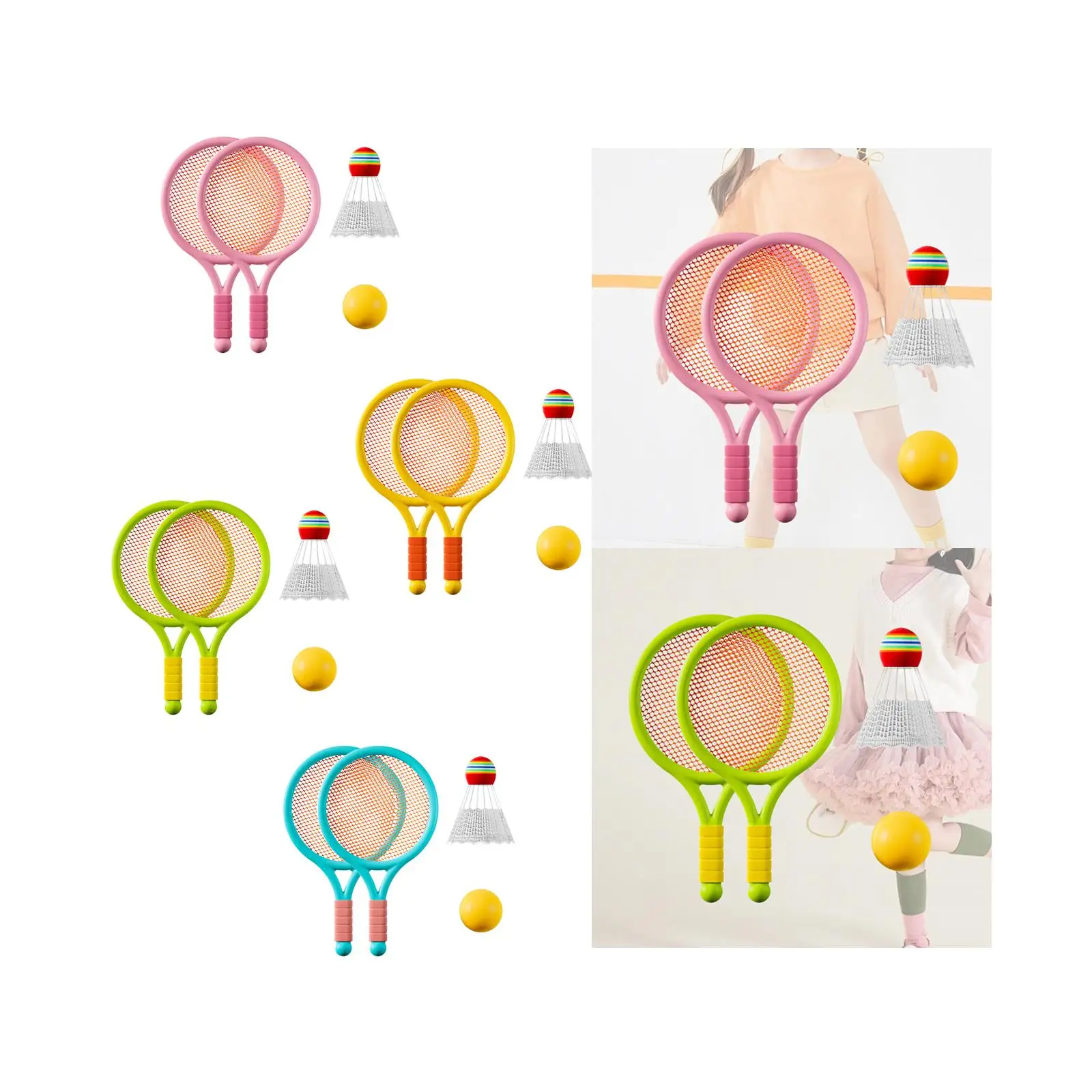 

Kids Badminton Tennis Set Gift Interactive Toy for Play Beach Toys Backyard