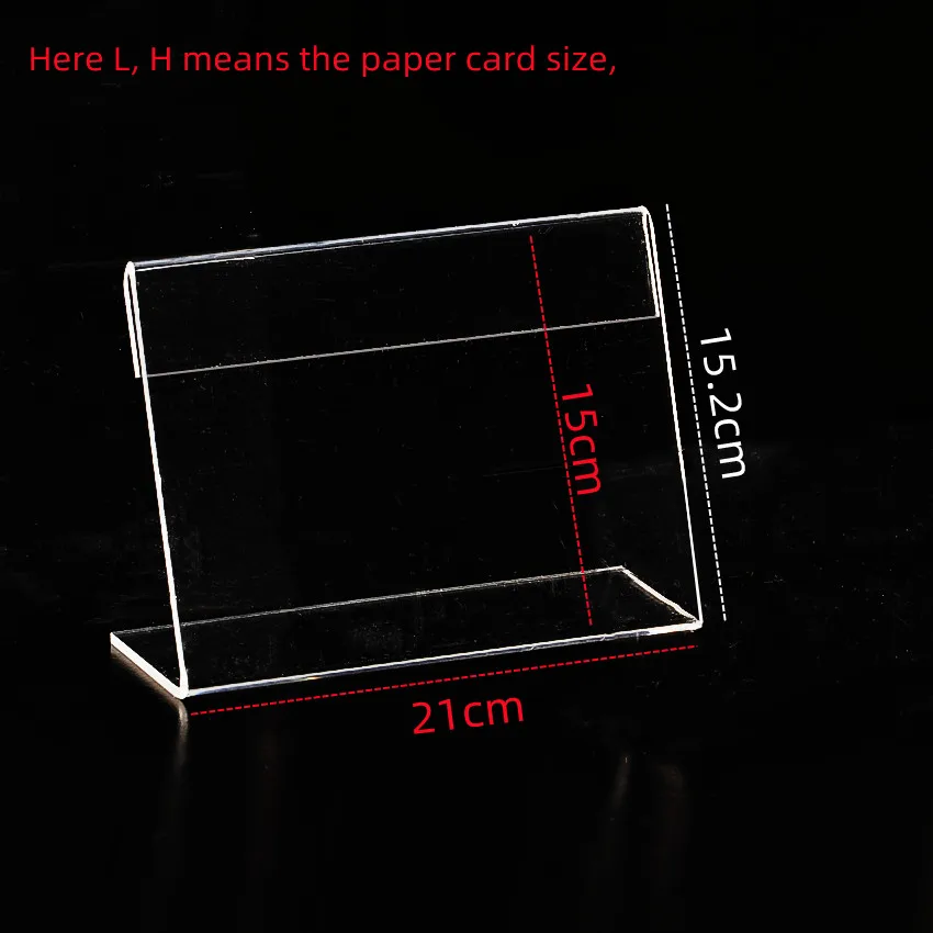 T2mm A4A5 Acrylic Sign Display Price Card Tag Paper Promotion Table Label Holders L Stands Clear Horizontal 1Pack