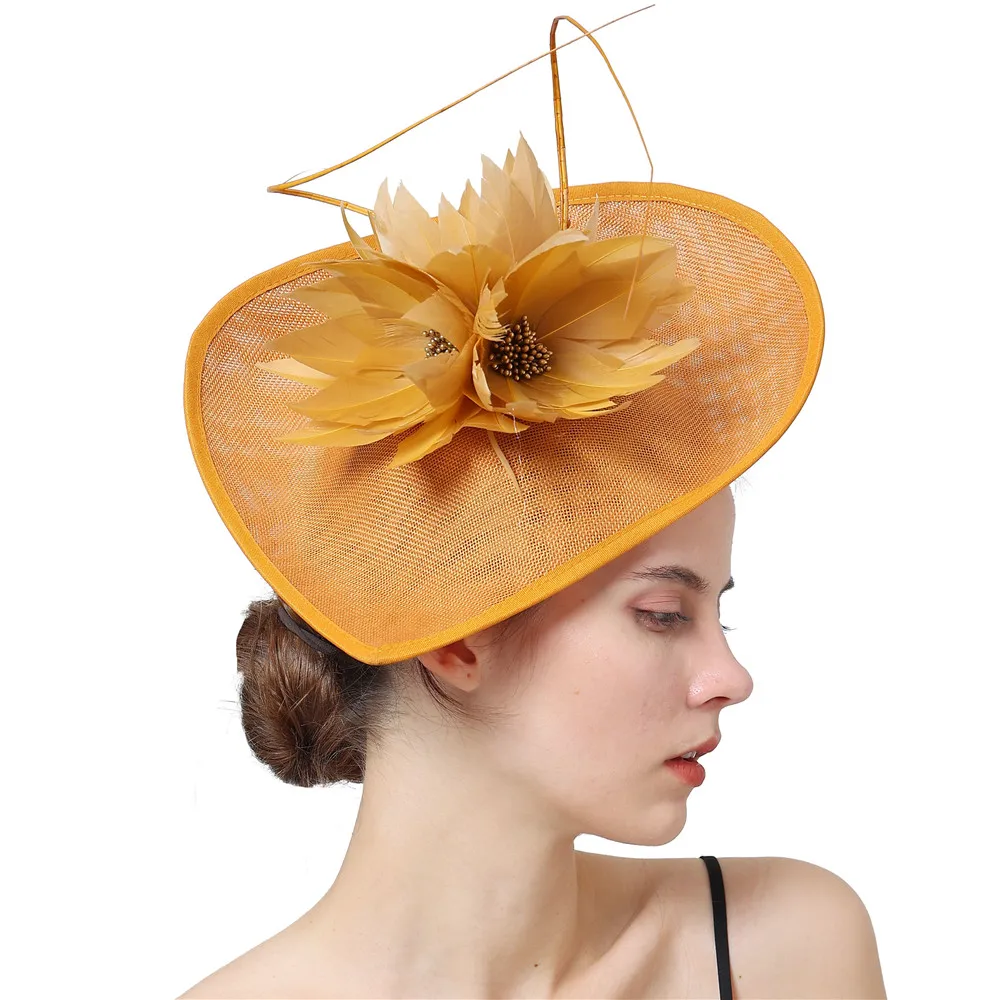 Luxury Bridal Fascinator Base For Women Decorated With Feather Flower Elegant Millinery Headdress Wedding Ladies Headwear Hair A