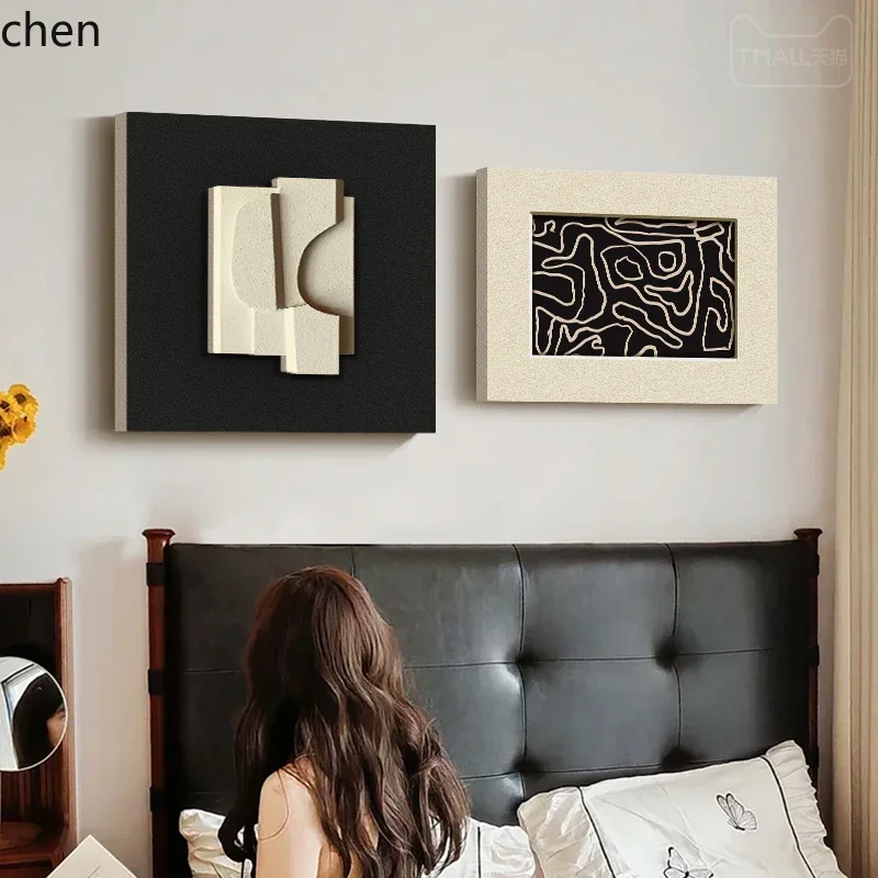 TQH-a7.7 Bedroom Headboard Decorative Painting Abstract Retro High-end Feel Three-dimensional Sandstone Hanging