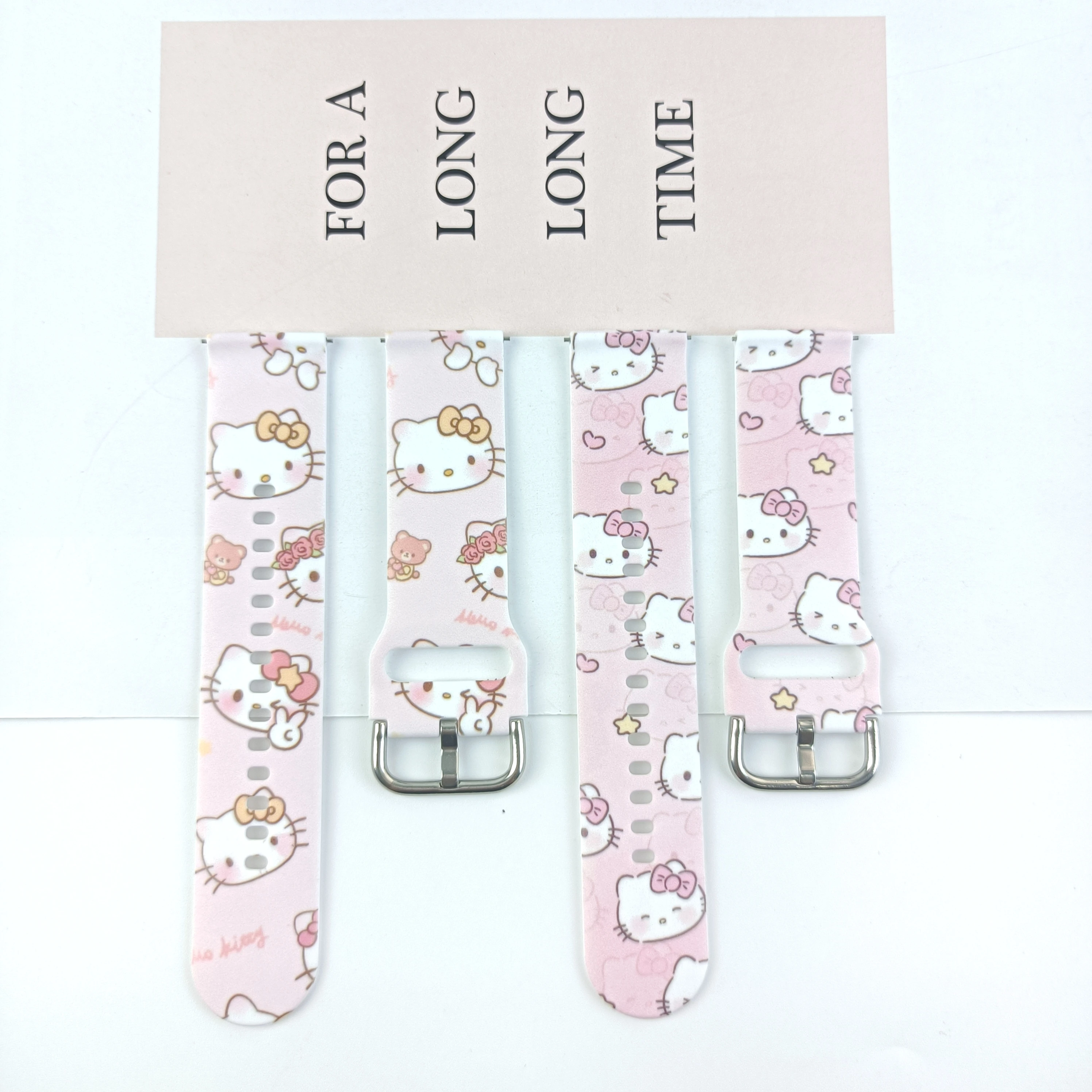 20mm Hello Kitty Printed Strap for Samsung Galaxy 7/6/5 40mm 44mm Band Replaceable Bracelet 22mm for Xiaomi Amazfit Watchband