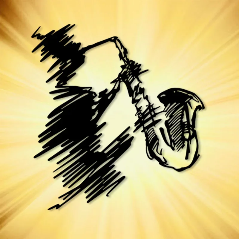 CIFBUY Metal Wall Art,2D Flat Laser Cut Jazz Saxophone Player Line Iron Hanging Sculpture,Rustproof Powder‑Coated Wall Decor