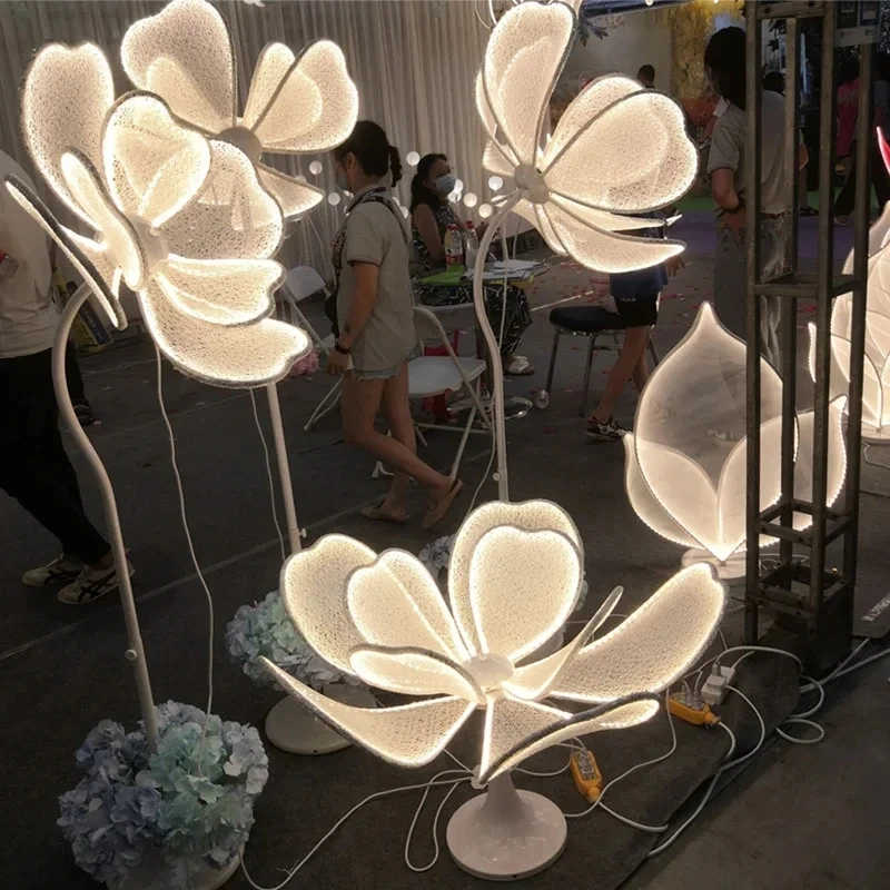 زهور الفاوانيا المضيئة المزخرفة بإضاءة LED، دليل طريق الزفاف، زخرفة حريرية بيضاء، لتزيين المنزل في حفلات الزفاف وأعياد الميلاد #5