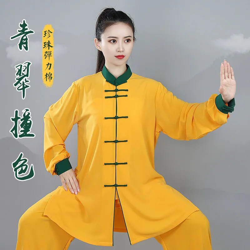 

Женский костюм для тай-чи, весна/осень, новинка, вышитый, для выступлений и тренировок, средней длины, премиум-качество, для боевых искусств