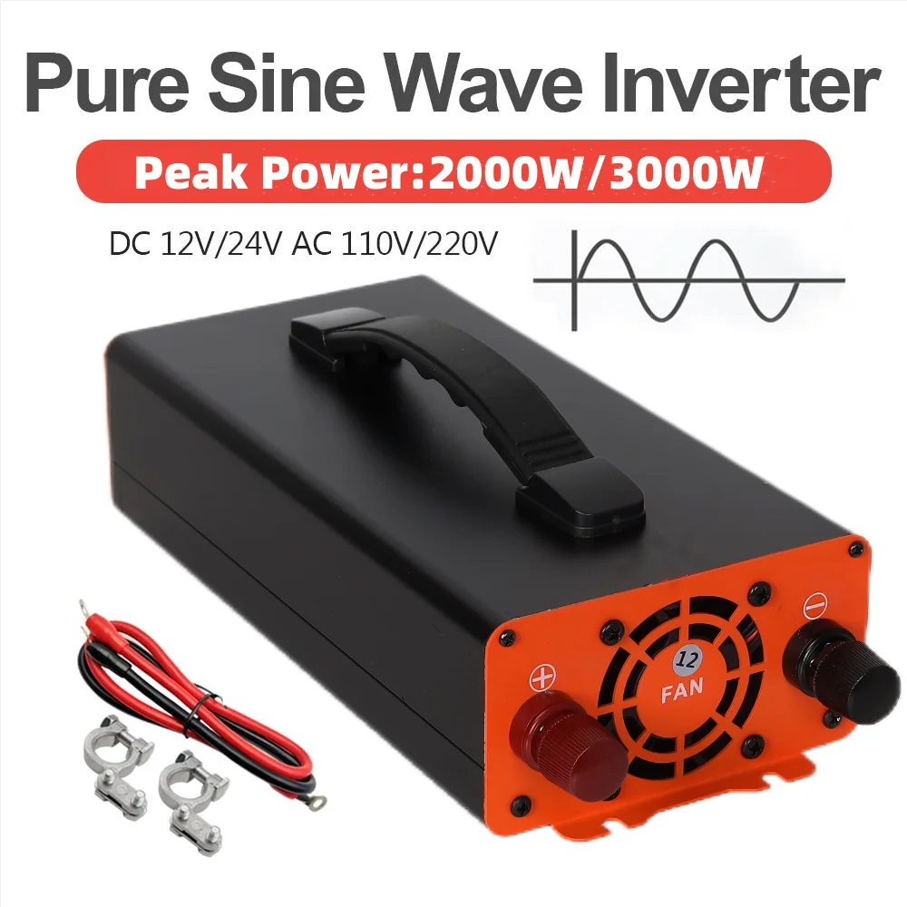 Inverter Pure Sine Wave 2000W/3000W Solar Power Car Inverter 12V/24V/48V/60V/72V to AC 110V 120V 220V Voltage Transfer Converter