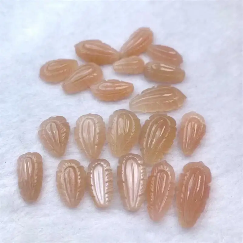 5pcs Natural Orange Feather Quartz Figurine Healing Energy Gemstone Crystal Crafts Child Christmas Gift 13-22mm