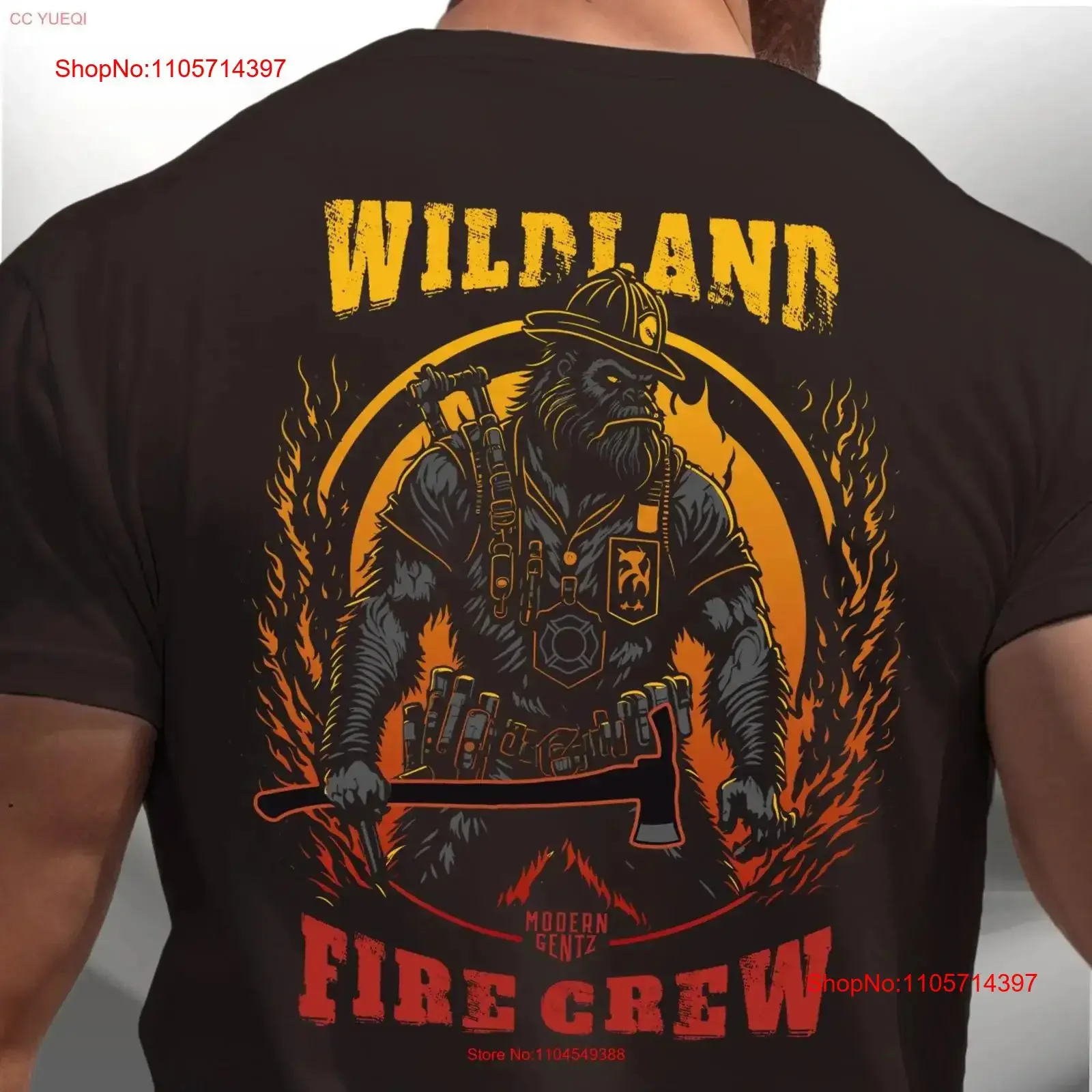 Футболка для пожарных лесных пожаров Bigfoot Fighter First Responder Wildlands Sasquatch с принтом на спине, винтажная, с эффектом потертости