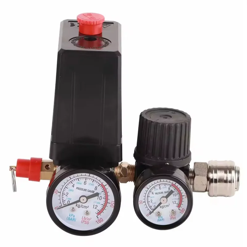 

SOFT-Air Compressor Regulator Valve 90-120PSI Pressure Control Switch 1/4In 4 Holes Controller Valve Air Compressor Valve