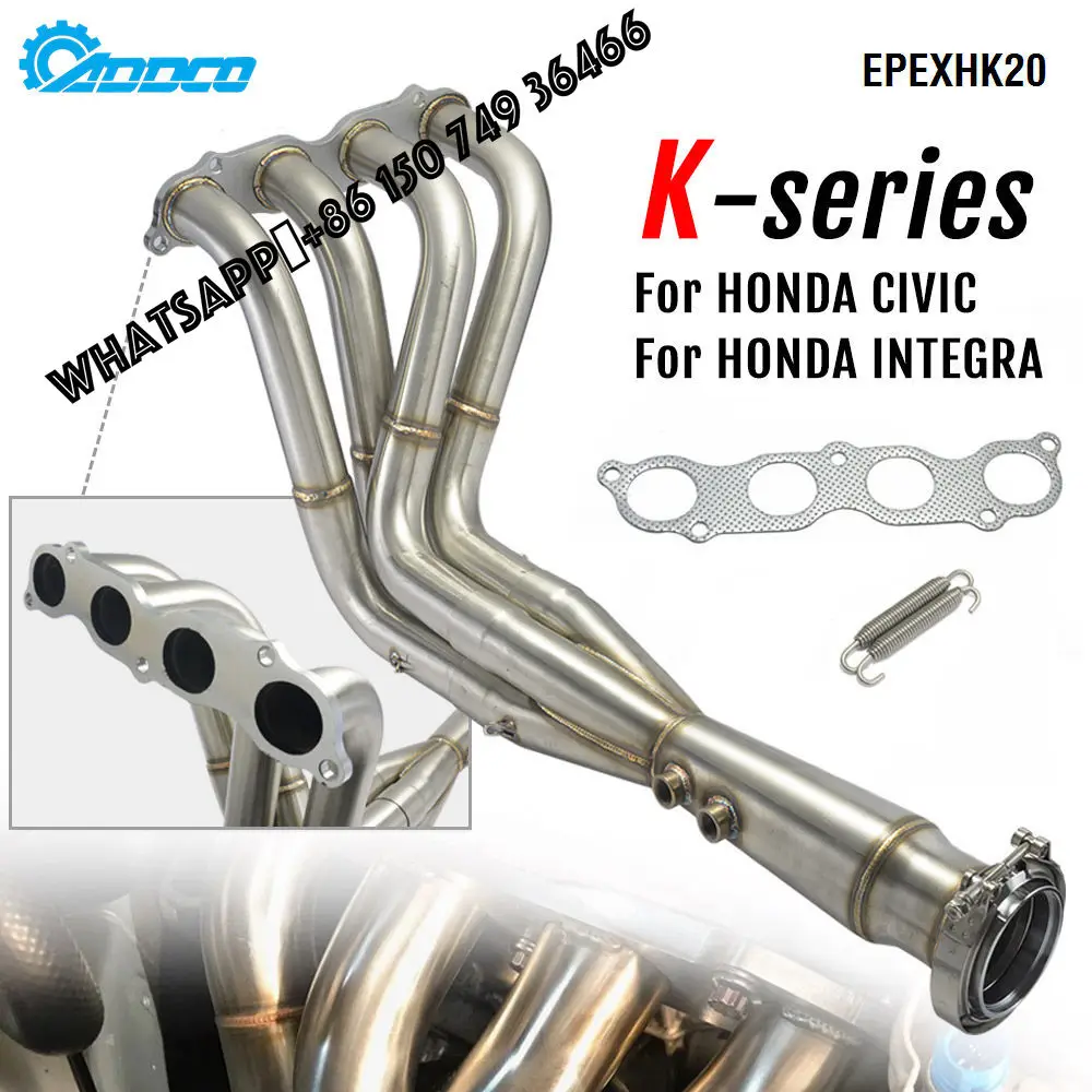 

ADDCO EPMAN Stainless Steel Exhaust Manifold Header V-Band Down Pipe for Honda for Acura K-Series Swapped Vehicles EPEXHK20