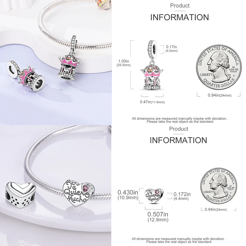 925 Sterling Silber Charm-Perlen Vierblättriges Kleeblatt Delfin Sonne Mond Kirsche Motorrad Reise DIY Armband Halskette Geschenk für Frauen – Detail 10