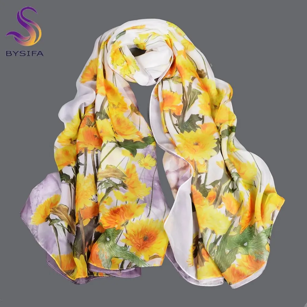 Fall Winter Purple Blue Women Daisy Silk Scarf Shawl Fashion Cape Brand Spring Summer Women Long Beach Shawls Scarves 180*140cm