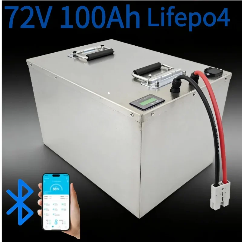 

72V 100Ah LiFePO4 Deep Cycle Lithium Battery with Bluetooth BMS APP Rechargeable for Electric Scooter Motorcycle Tricycle