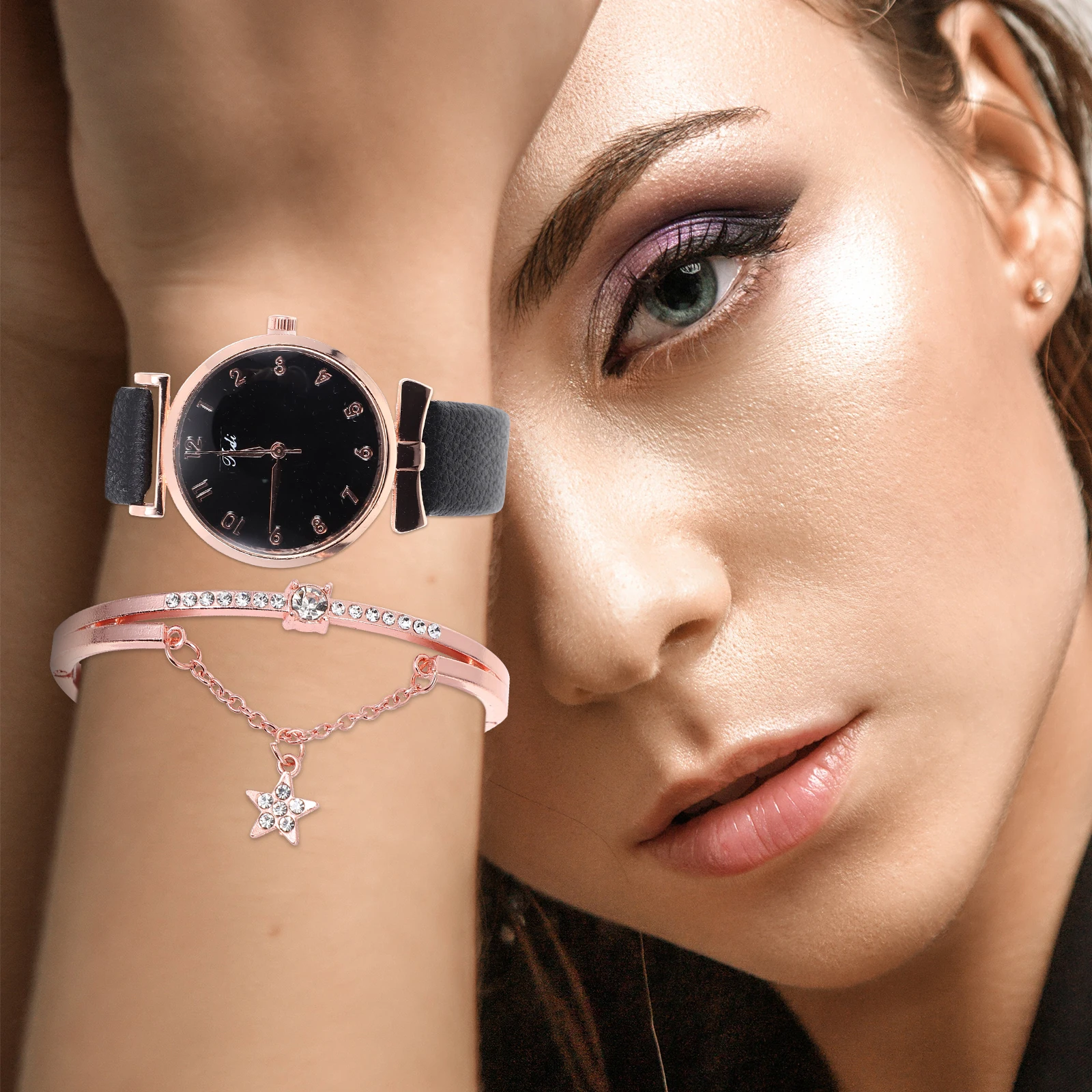 

Quartz Watch Bracelet Set Durable Alloy Material Indoor Outdoor Occasions Stylish Unique Shape Practical Comfortable Women Lady
