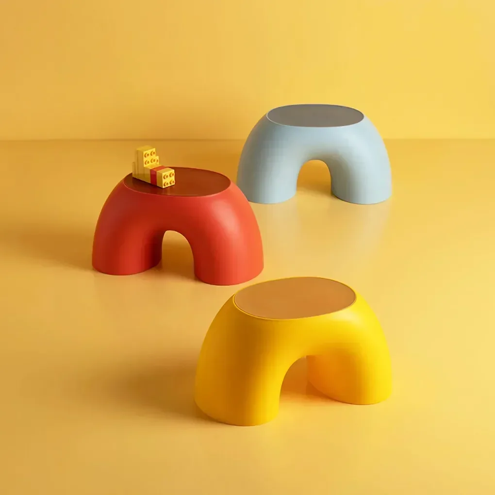 Stool Plastic Rainbow Shape Footstool Safety Kids Step Stool Seat For Living Room Indoor Furniture Children'S Stool Toy JJ1787