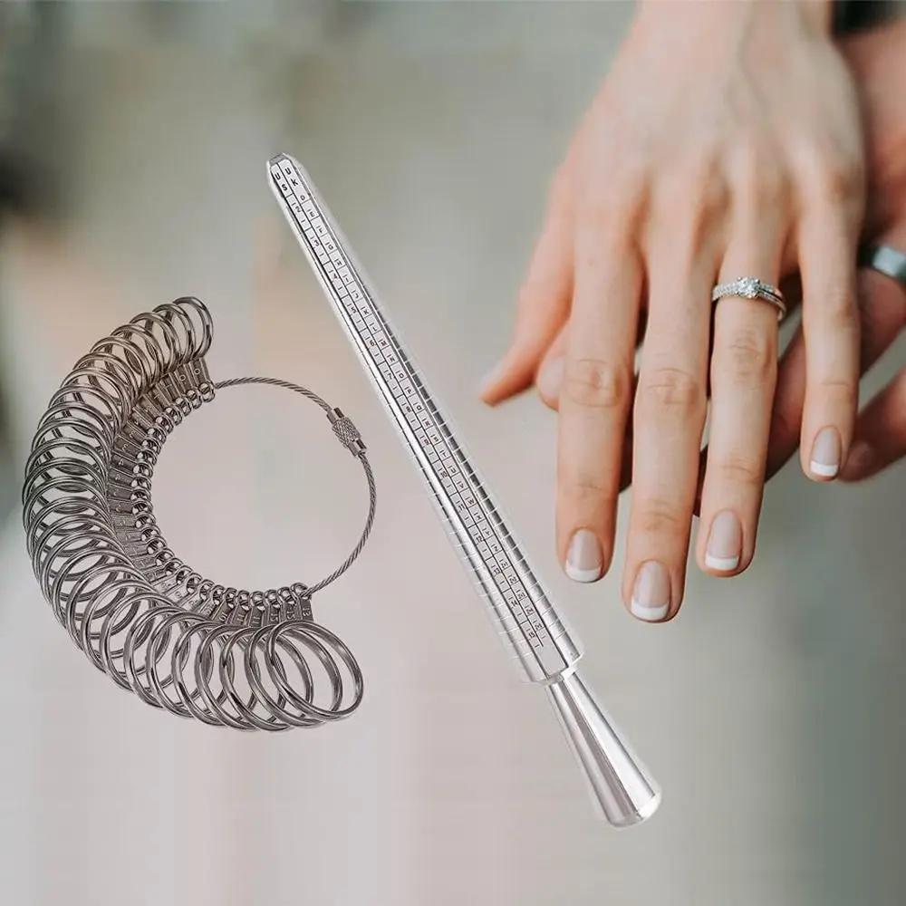 Durable Ring Sizer Measuring Tool Set Aluminum Ring Mandrel Ring Stick Jewelry Sizers Kit Metal Gauge Smooth Edges
