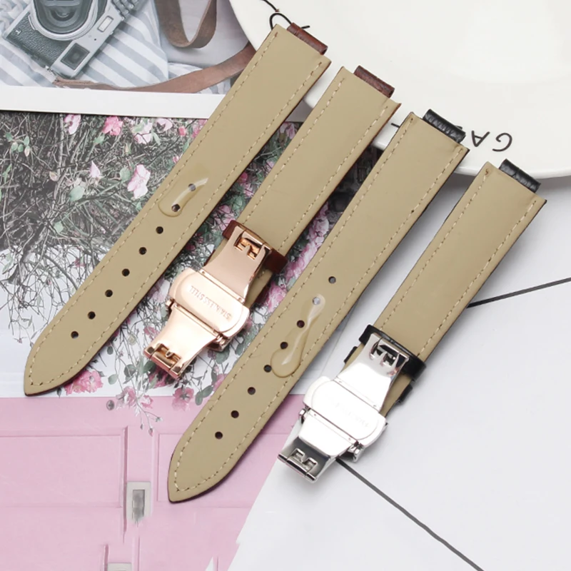 Genuine Leather Watchband for Convex mouth Belt Women\'s Strap 14*8mm 16*8mm 18*11mm 20mm Watch Accessories