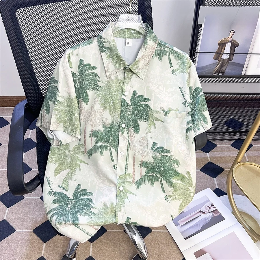 

Hawaii Beach Sle Loose ort Sve Men's irt Casual Summer Vaion Couple's Outfit Yanguo Scenic Area Inspiration