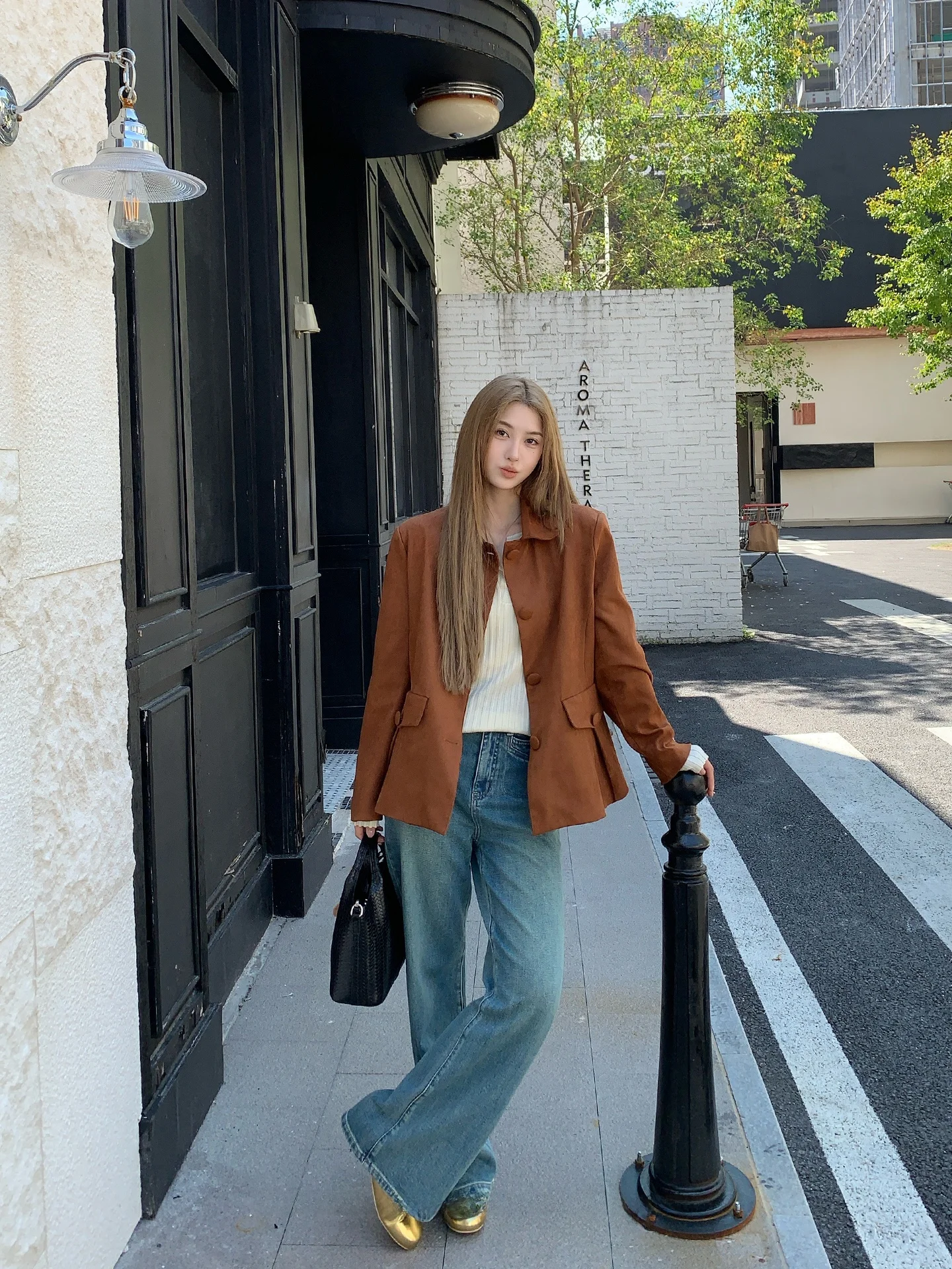 

Женские повседневные свободные джинсы Waed прямого кроя, слегка эластичные, светло-голубые, универсальные, в стиле ретро, длинные брюки из денима