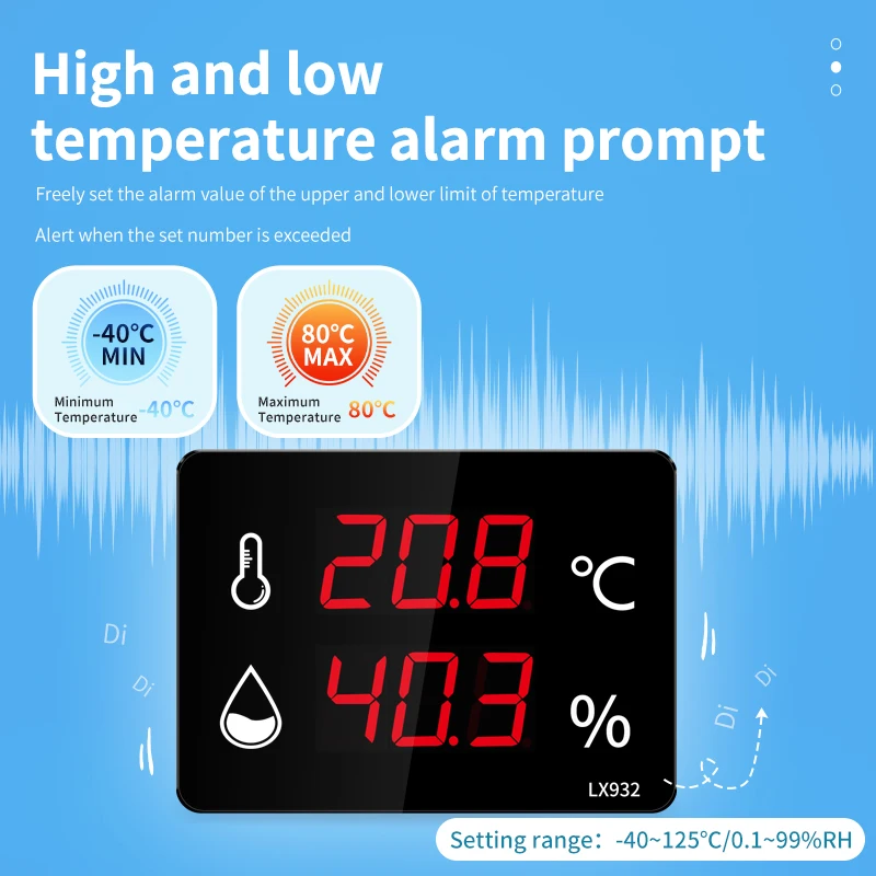 thermometer digital indoor outdoor large screen hygrometer wall Temperature humidity Meter sensor for sauna room with home tools