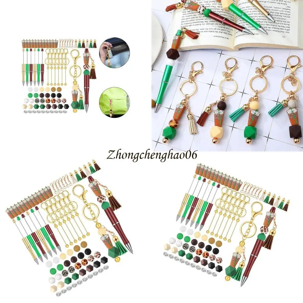 

86Pcs DIY Beadable Ballpoint Pen Set DIY Office Stationery Christmas Party Favor 601F