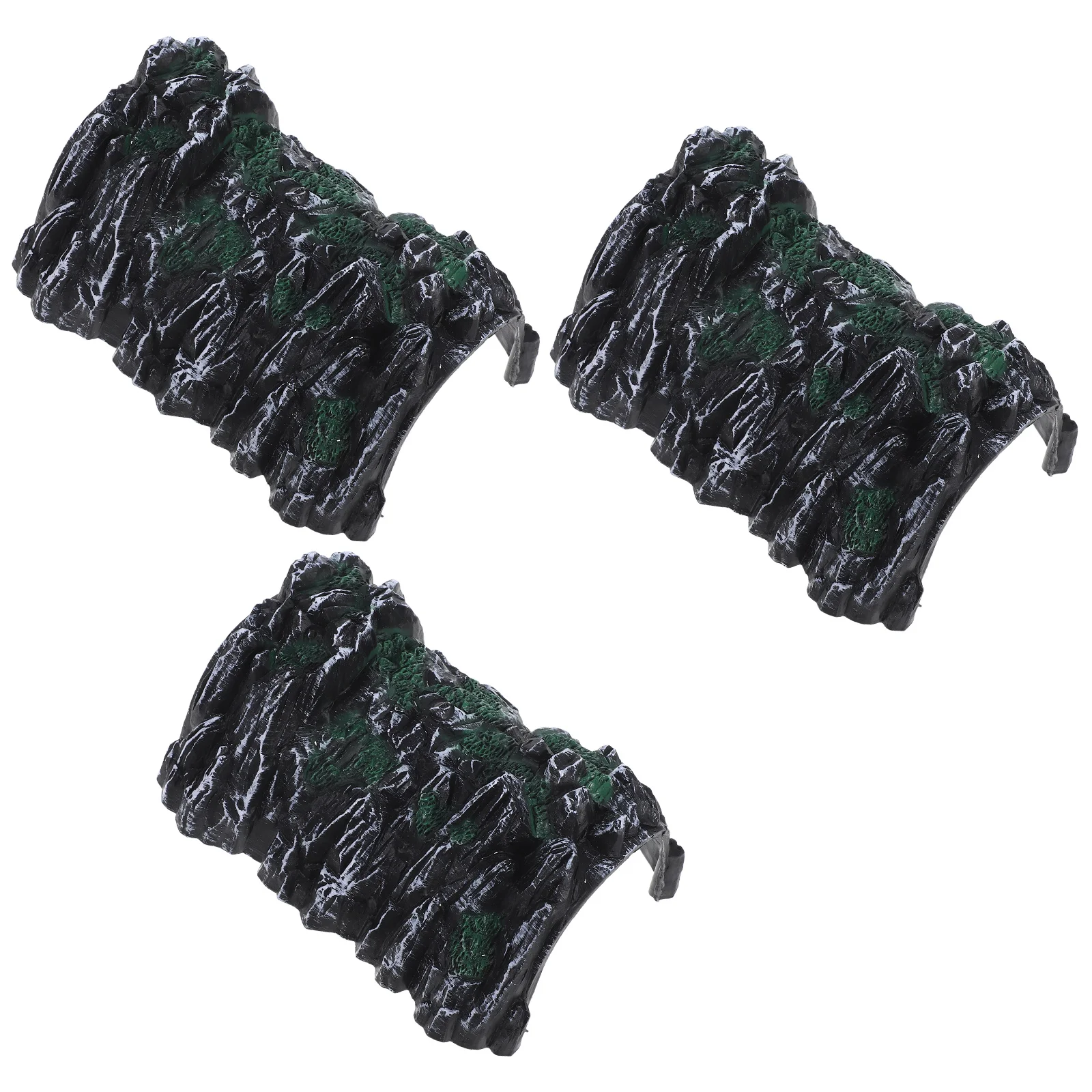 

3 Pcs Train Tunnels Artificial Cave Miniature Child Model Cars Simulation Scene Decor Home Desk Party Supplies Reptile