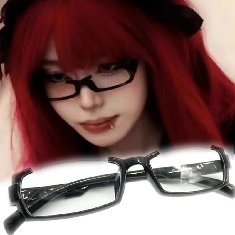 애니메이션 하프 프레임 안경 검은 플라스틱 롤 플레잉 안경 패션 안티 블루 라이트 안경 독서 코스프레 간단한 안경