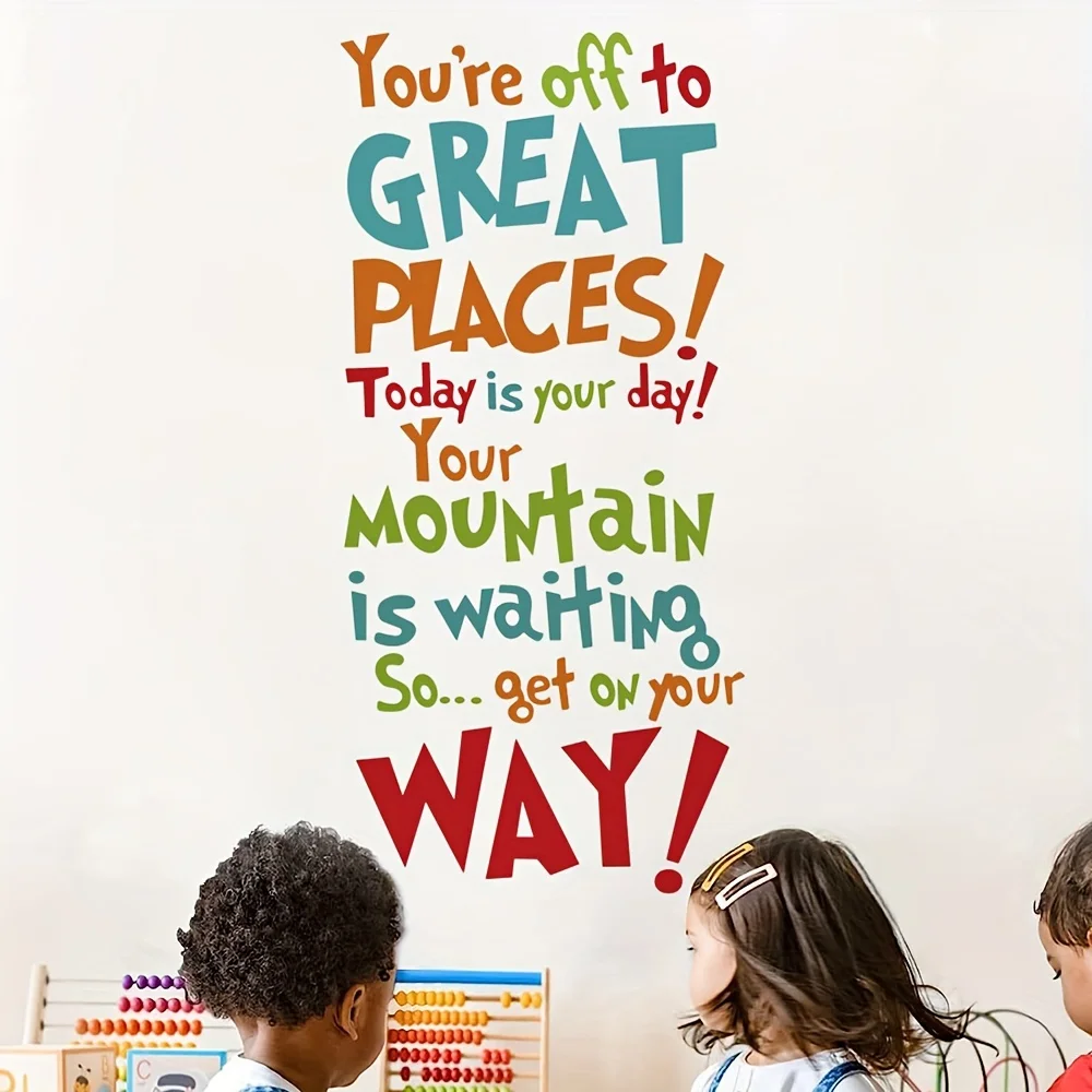 Cartoon Colorful Inspirational Quote Wall Stickers Motivational Slogan Wall Decals Baby Nursery Bedroom Playroom Home Decor
