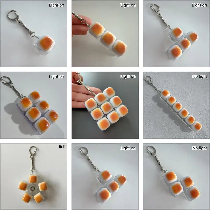 Hot Rotate Button Bread Keycap Stress Relief Clicker Keychain Shine Mechanical Keyboard Button Decompress Fingertip Keyring Toy