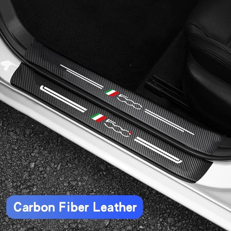 

For FIAT 500E 500L 500C 500X Carbon Fiber Threshold Decal Car Doorsill Sticker Anti-scraping Protective Film Accessories Trunk