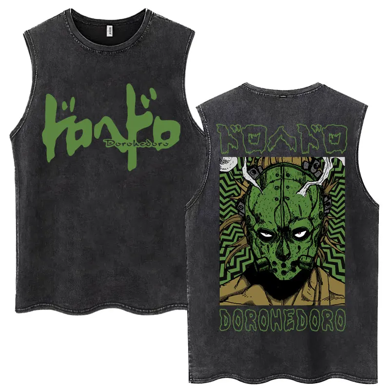 Anime Dorohedoro Vintage Washed Tank Tops für Männer und Frauen Manga Grafik T-Shirt Unisex 90er Gothic Rock Übergroße Ärmellose T-Shirts – Detail 17