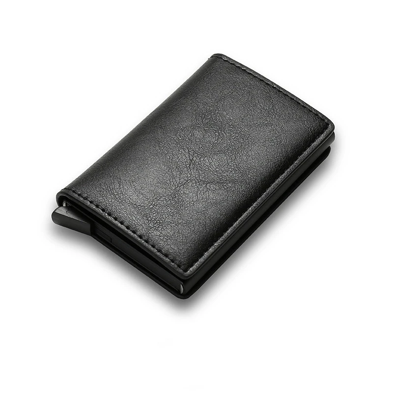 Porte-cartes en fibre de carbone pour homme, portefeuille RFID, mince, minimaliste, boîte en aluminium, étui à cartes, portefeuilles courts, conception à trois volets, pince à billets, sac à main