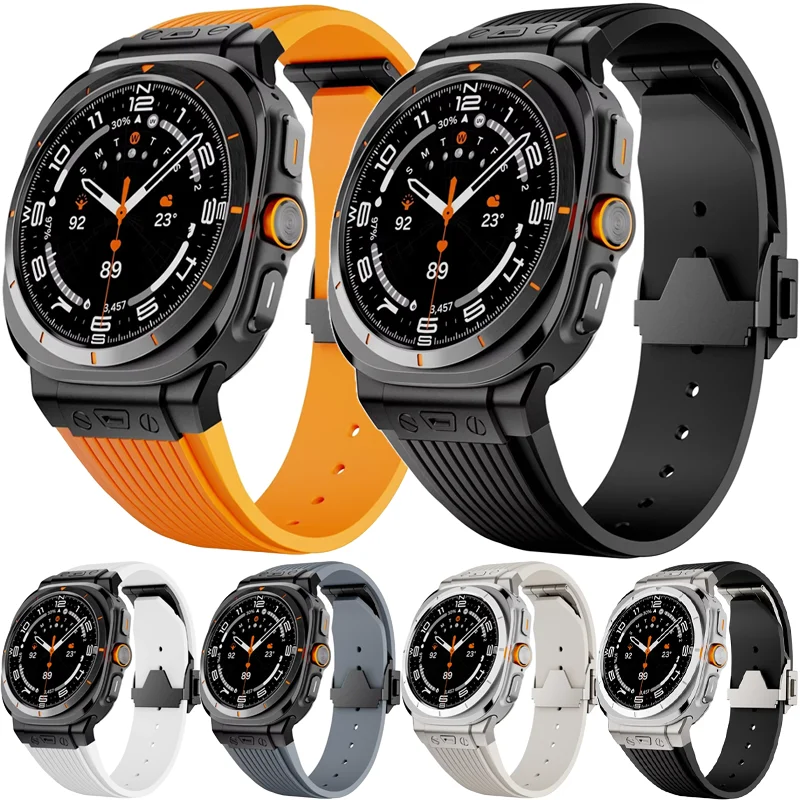 

Высококачественный силиконовый ремешок для Samsung Galaxy Watch 8 Ultra 47 мм, мягкий сменный браслет для Galaxy Watch Ultra 2025, роскошный ремешок
