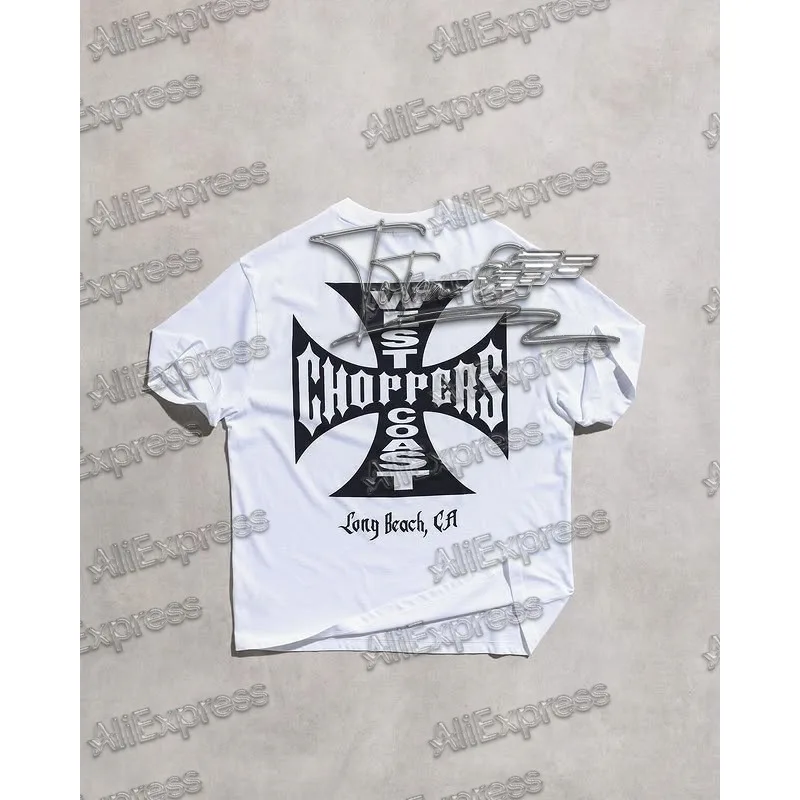 25 New Fashion Trendy Streetwear Choppers Tide Brand Stampa Maglietta a maniche corte Retro HighStreet Abbigliamento Casaul Allentato Top Tee