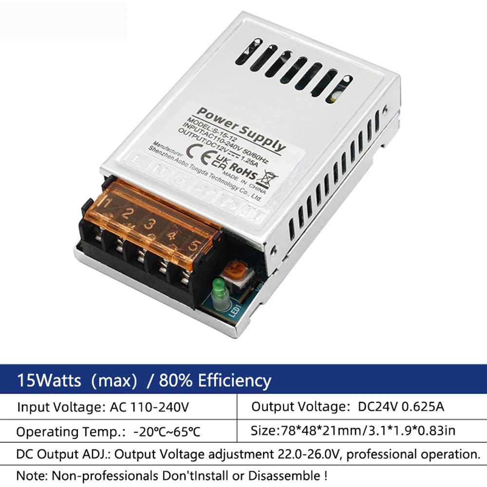 Switching power supply AC 110-240V to DC 12V 24V LRS 15W LED power supply transformer low-voltage transformer