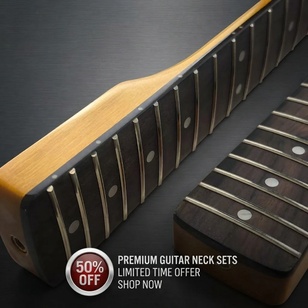Vintage ST Guitar Neck 21 Frets Gloss Canadian Maple Light Yellow Rosewood Fretboard Replacement Left Handed Smooth Playing