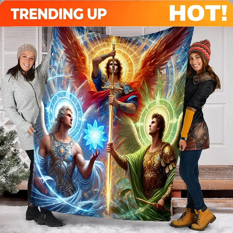 Custom Cozy Archangel Printed Outdoor Flannel Blanket, Soft, Warm & Lightweight Perfect Gift For Fans, Friends & Family, Ideal F