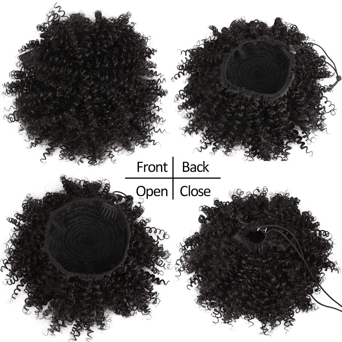 Afro Curly Ponytail Synthetic Hair Short Afro Kinky Pony Tail Clip In On African Synthetic Hair For Women Kinky Curly Hair