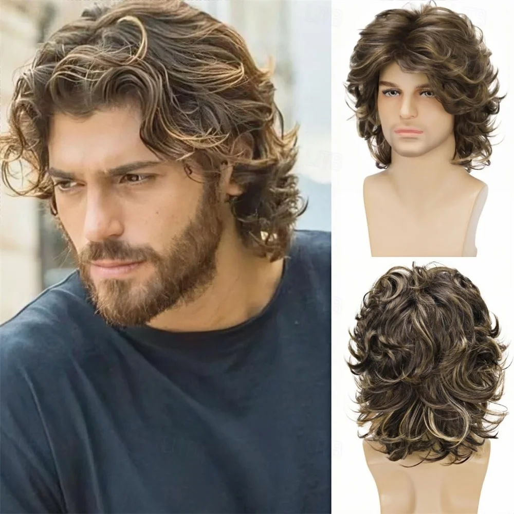 peruca-sintetica-hairjoy-para-fas-de-futebol-peruca-curta-marrom-masculina-peruca-cacheada-em-camadas