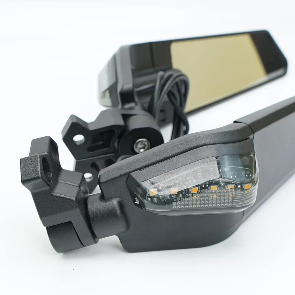 Motorcycle Rearview Mirrors with LED Rotating Adjustable High Visibility Mirrors For Kawasaki Ninja 250 300 400 650 H2 H4