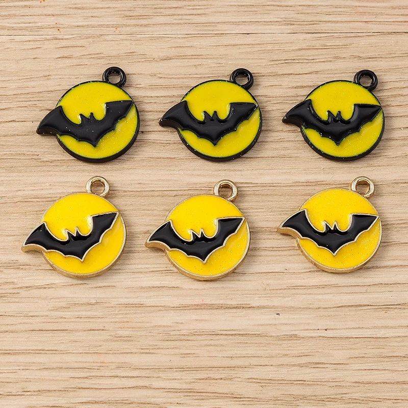 Tusember 20 Stück Emaille-Hexenhut-Katzen-Schädel-Fledermaus-Spinnen-Charm-Anhänger für Halsketten, Ohrringe, DIY-Armbänder, Halloween-Schmuckherstellung – Detail 15
