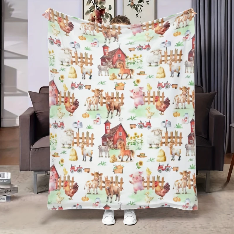 Pink Spot Cartoon Cow Pattern Throw Blanket,Soft Bed,Car Seat Cover,Birthday Anniversary Home Casual Souvenir
