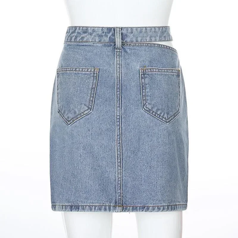 Moda cintura alta divisão envoltório hip saia feminina verão fino ajuste denim meio corpo vestido feminino commuter tendência casual streetwear